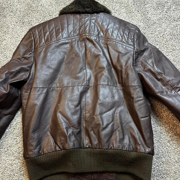 Vintage Esprit by campus military flight style leather bomber jacket 36 small - Picture 6 of 7